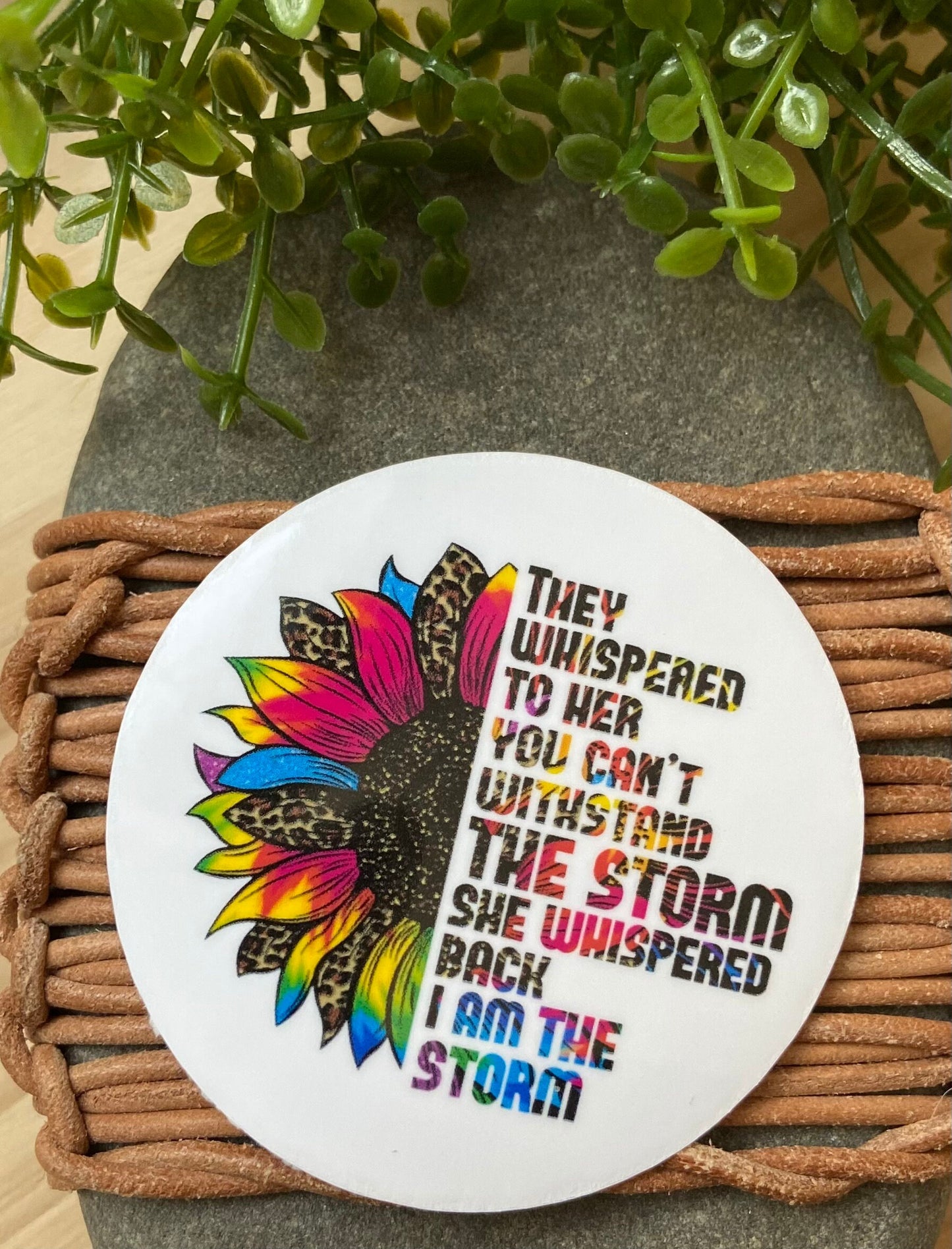 I am the storm inpirational sticker for women