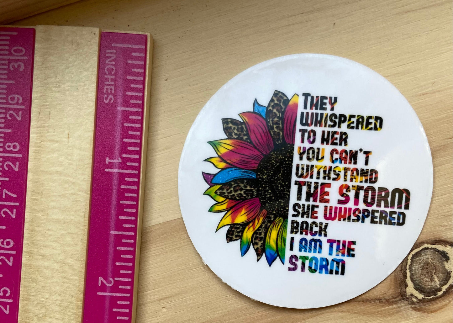 I am the storm inpirational sticker for women