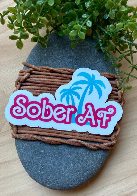 Sober AF water bottle Sticker for sober support sticker for sobriety sticker for sober laptop sticker barbie core sticker gift for sobriety