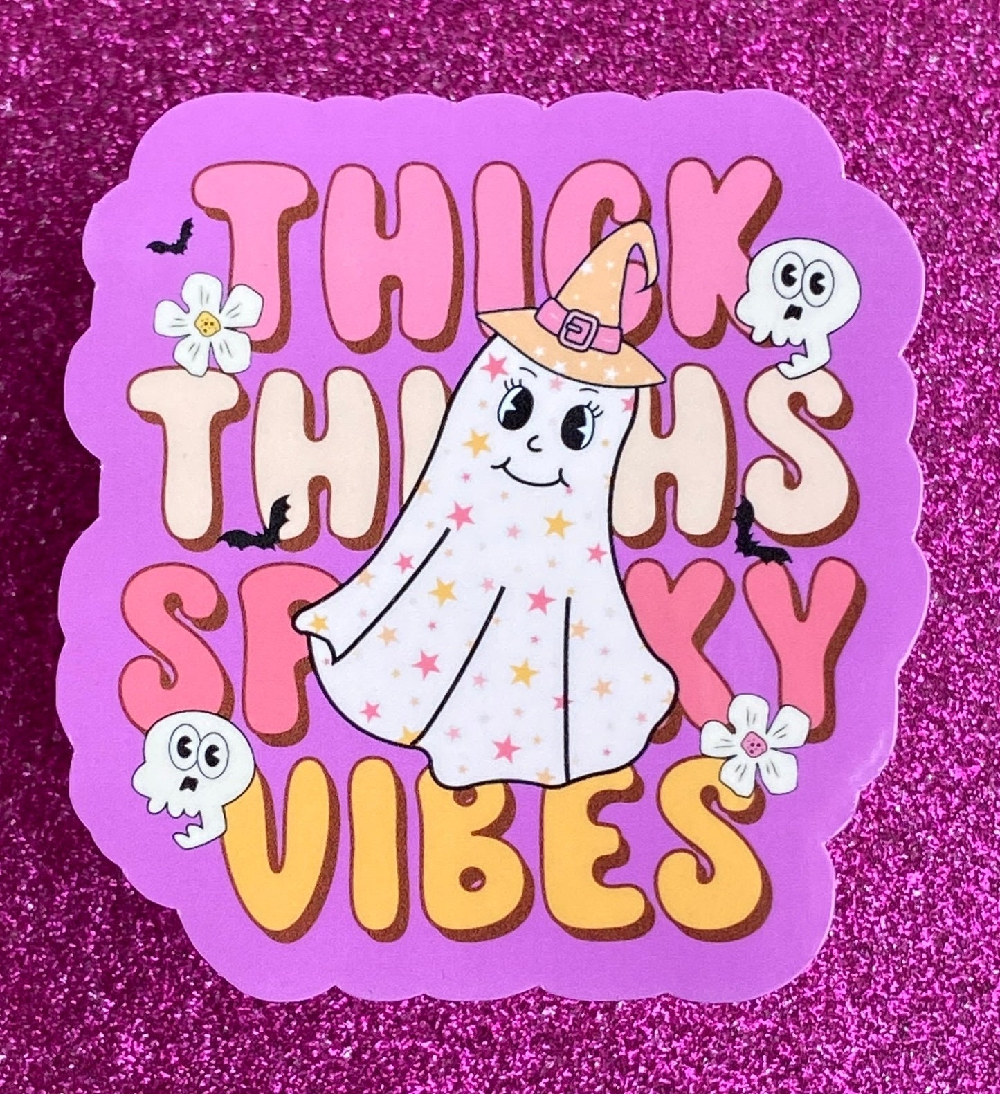 Thick Thighs and Spooky Vibes halloween sticker