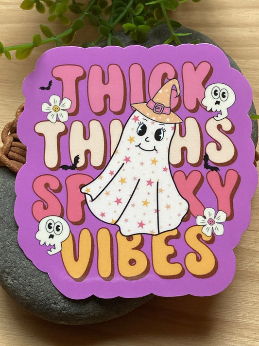 Thick Thighs and Spooky Vibes halloween sticker