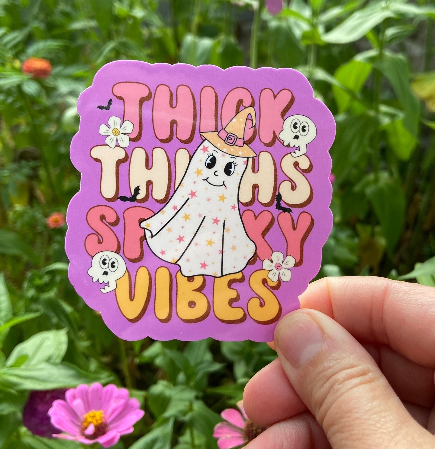 Thick Thighs and Spooky Vibes halloween sticker