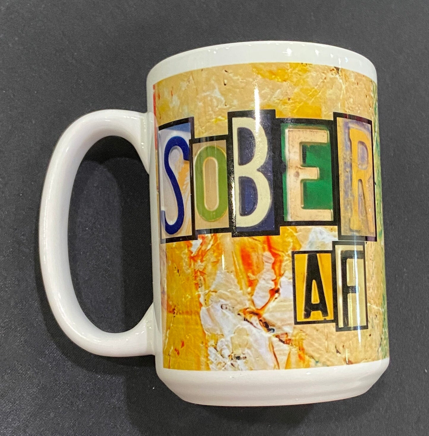 Sober AF 15 ounce Ceramic Mug for sobriety coffee mug Sober AF