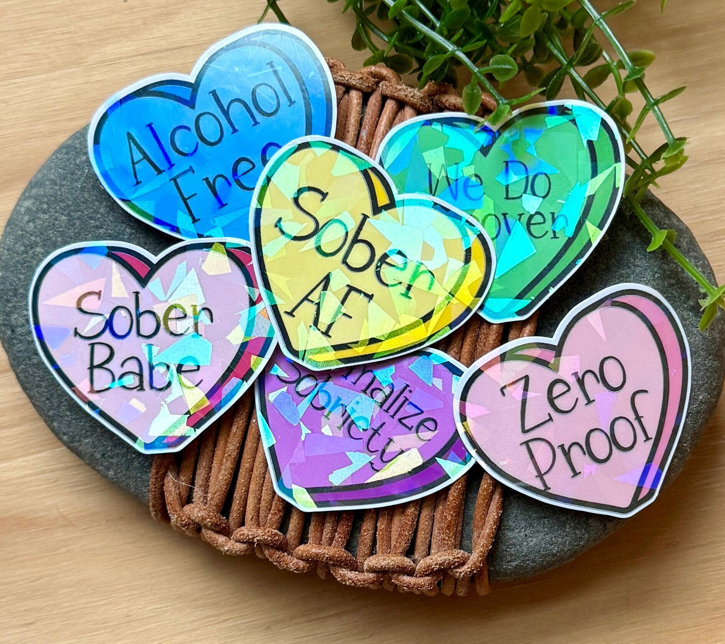 Sober Conversation Heart Stickers for water bottles planners and laptops