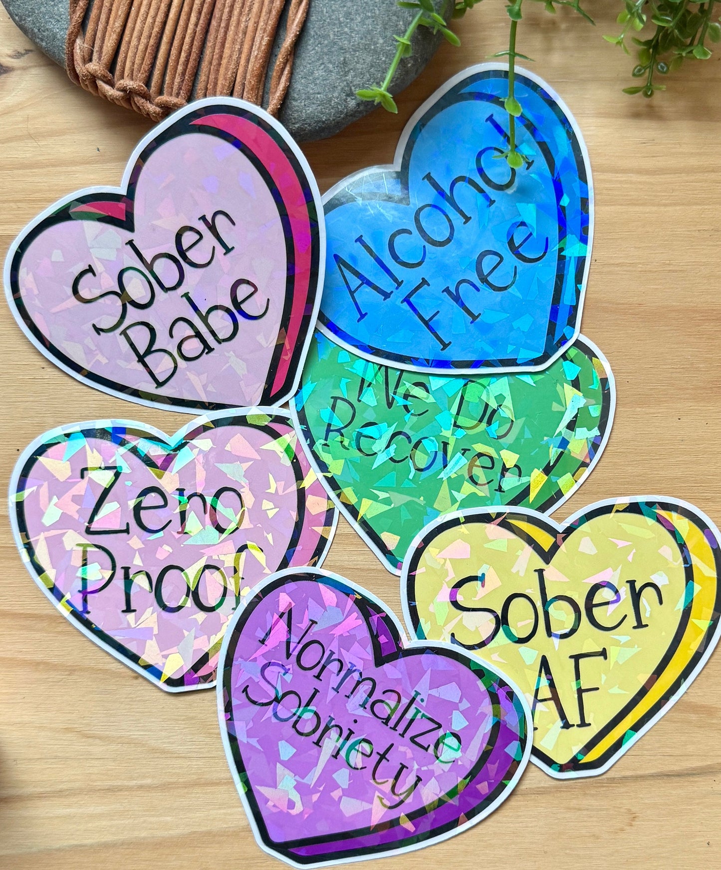 Sober conversation heart stickers for water bottles laptops planners and more