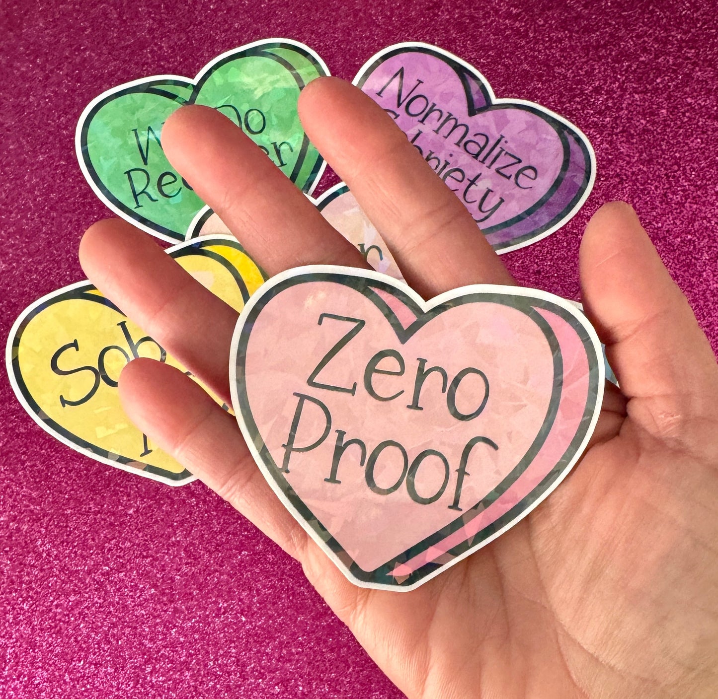 Sober conversation heart stickers for water bottles laptops planners and more