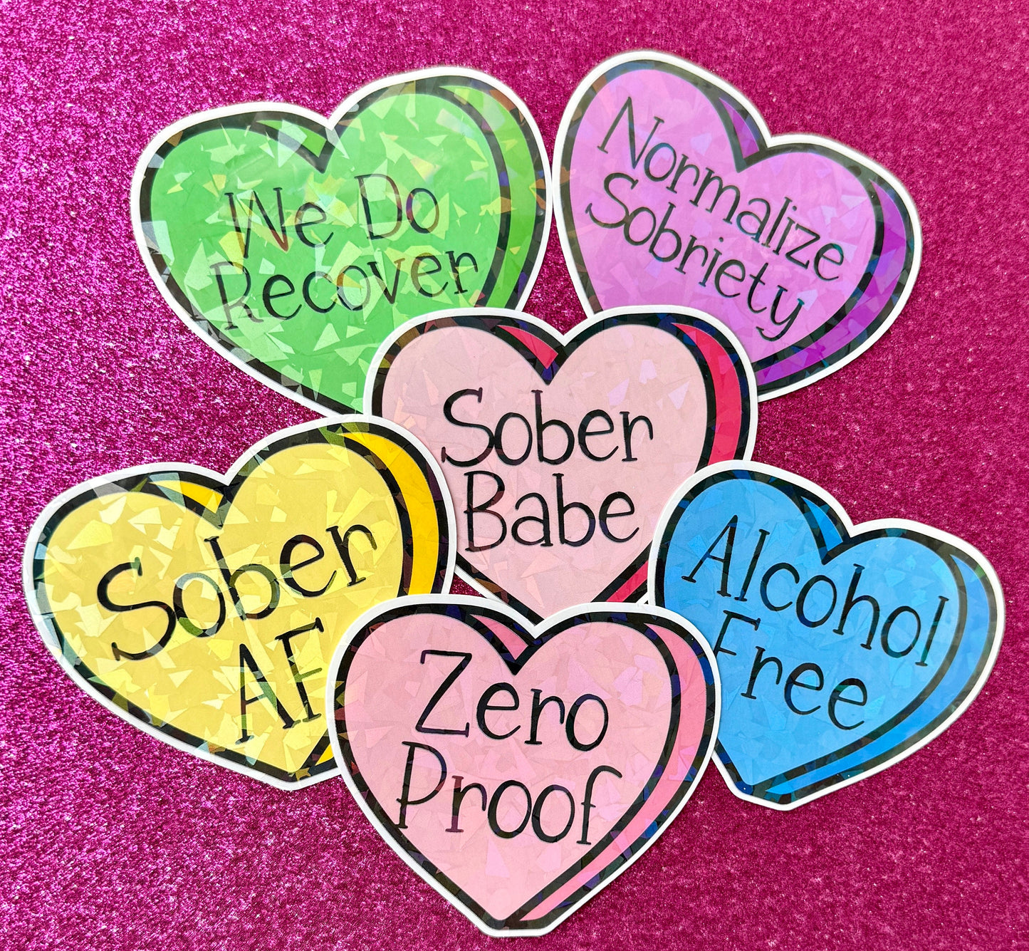 Sober conversation heart stickers for water bottles laptops planners and more