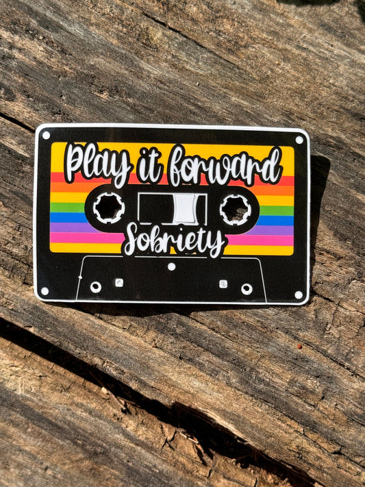 Play the tape forward sticker decal for laptops and water bottles sober stickers sobriety gifts sober gifts sober inspiration sober suppor