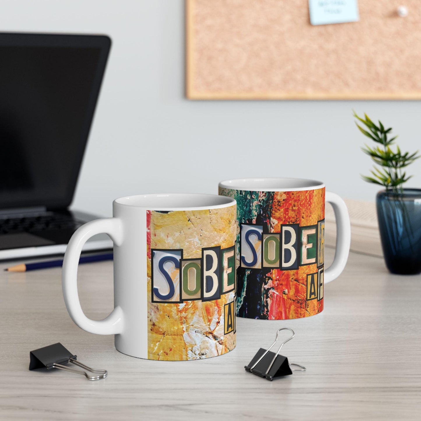 Rustic Sober AF Ceramic Mug, Sobriety Gift, Sober Anniversary Present, Sober Birthday Mug, Recovery Coffee Cup, Sober Life Mug