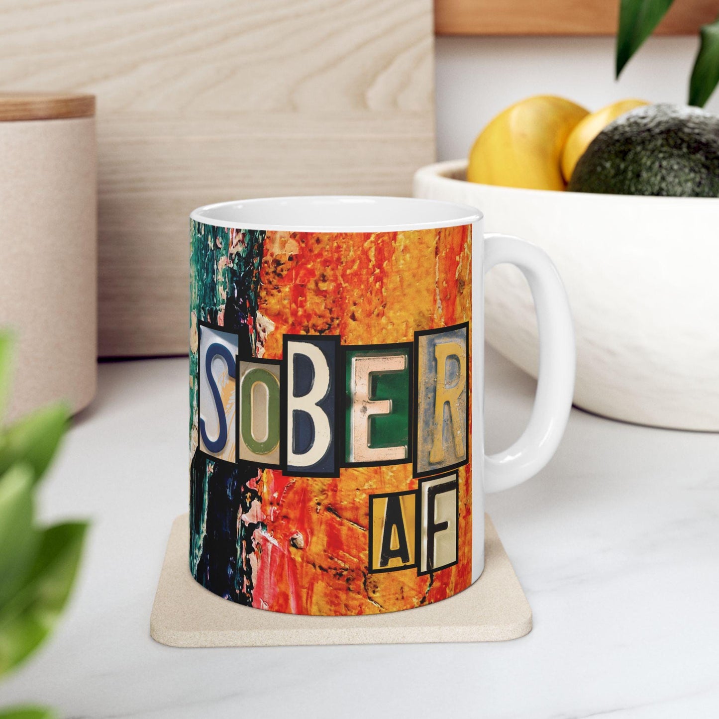 Rustic Sober AF Ceramic Mug, Sobriety Gift, Sober Anniversary Present, Sober Birthday Mug, Recovery Coffee Cup, Sober Life Mug