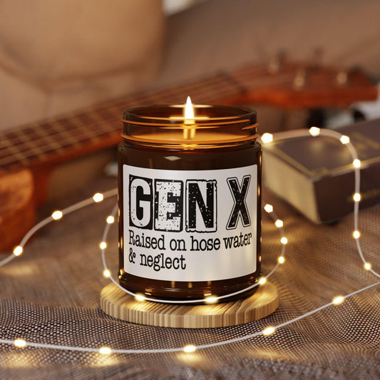 Candle, Gen X nostalgia scented soy candle in amber jar, hose water and neglect, gift for 90s kids, handmade candle, home fragrance,